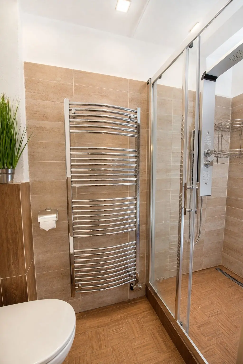 Modern bathroom with shower in premium apartment in Košice
