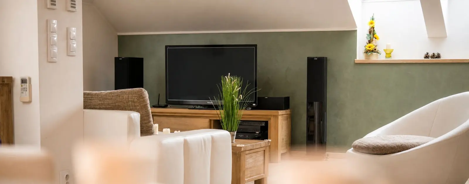 Premium living room in Cassovia City Park Residence with park view